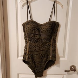 Lookbook Store size 10 dark green bathing suite with tags